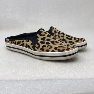 Keds Kate Spade Double Deck Mule Womens Size 8.5 Sneaker Leopard Calf Hair